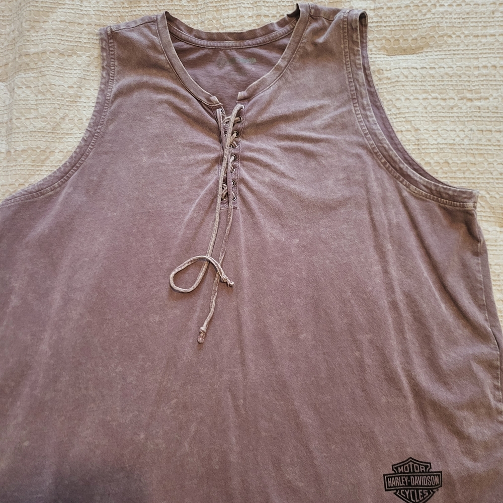Harley-Davidson Women's Taupe Lace-Up Tank Top